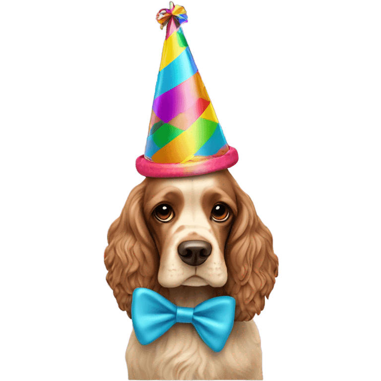 cocker spaniel with party hat emoji