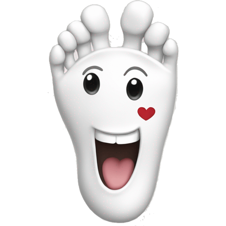  white foot with a heart, eyes and smile emoji