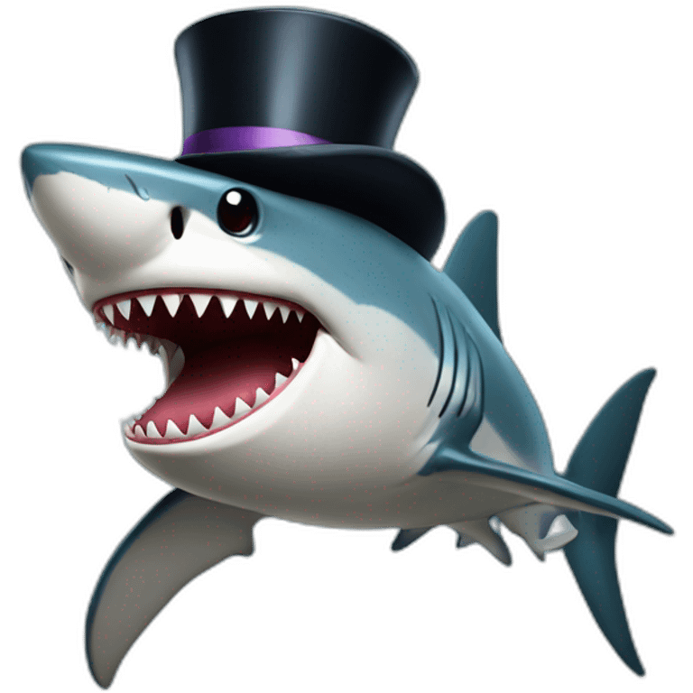 Shark with a top hat emoji