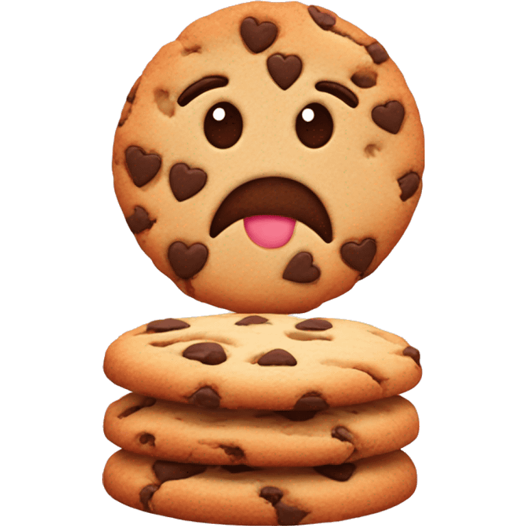 cookie with face and hearts emoji