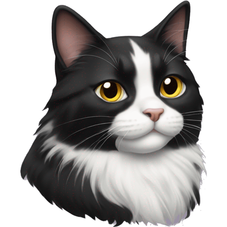 cute long haired tuxedo cat emoji