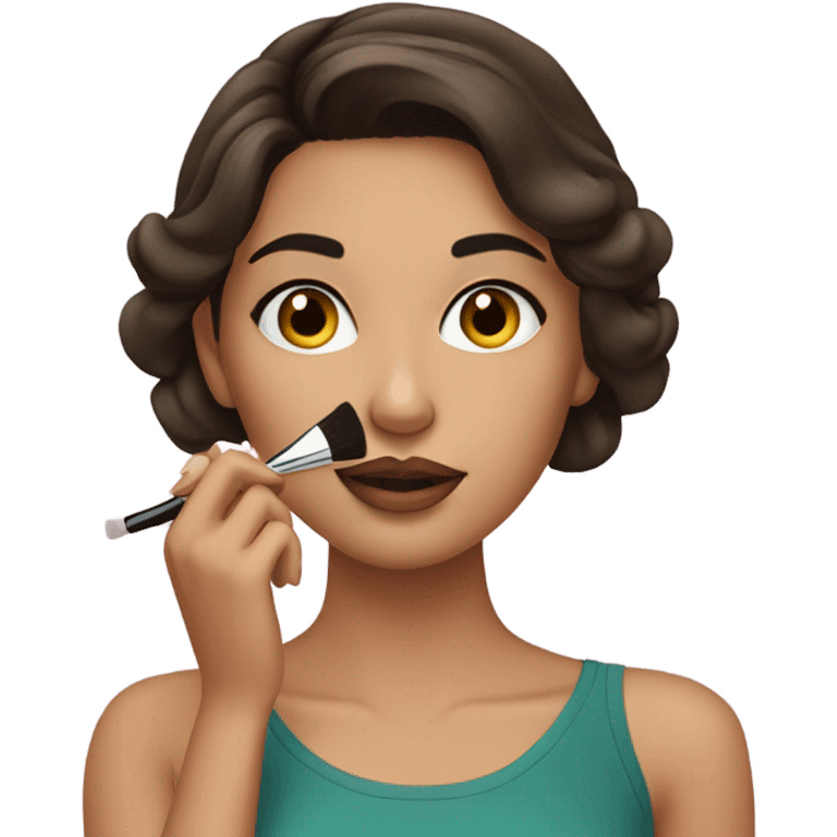 Brunette girl doing makeup emoji