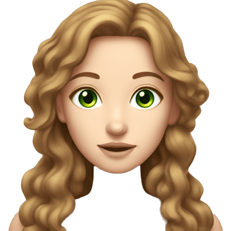 Aphrodite, long brown hair, green eyes, light skin emoji