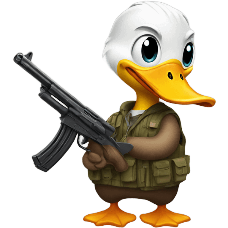 Duck holding a gun emoji