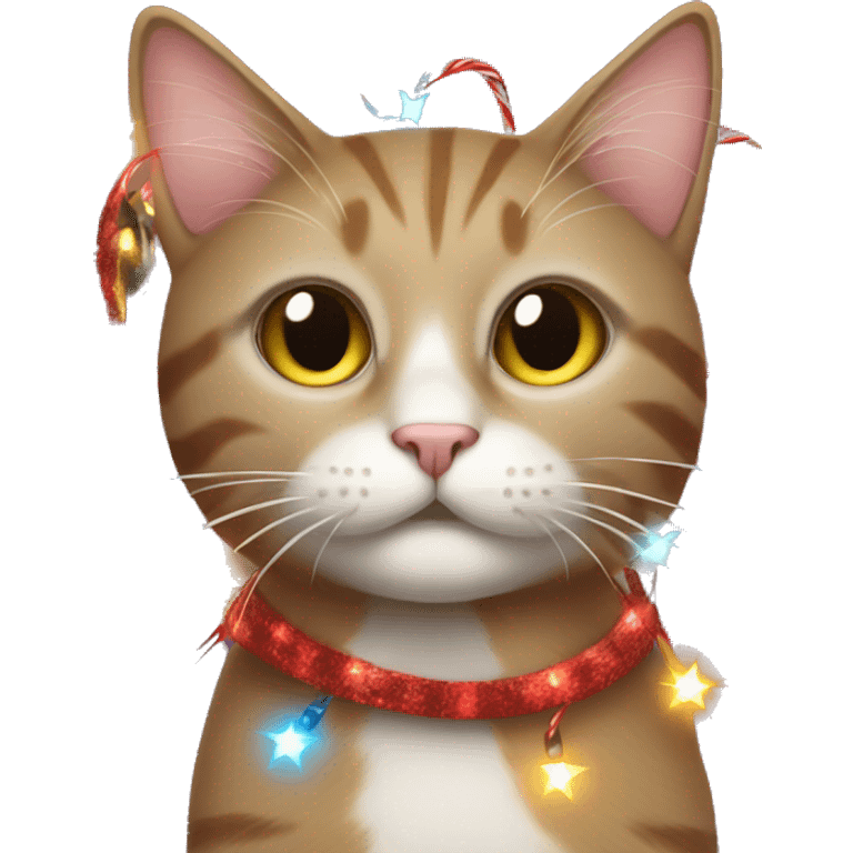 Christmas cat covered in Christmas lights  emoji