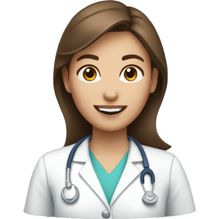 Brown haired female dentist emoji