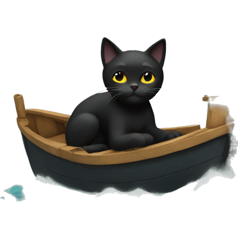 Black cat on a boat  emoji