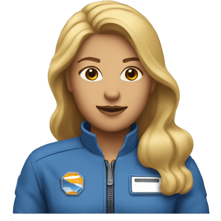 Honey blonde woman in blue helmet and blue flight jumpsuit  emoji