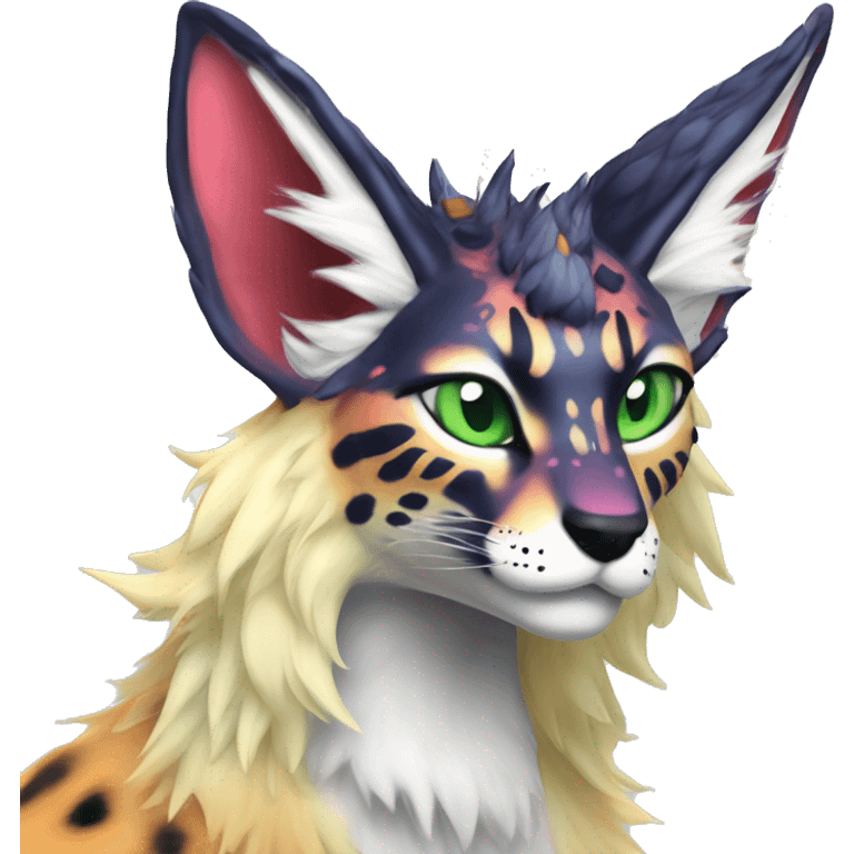 Epic Edgy Colorful ethereal eldritch Sergal-Serval-Fionbri emoji