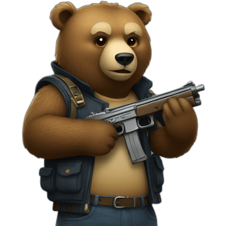 Bear holding a gun close up emoji