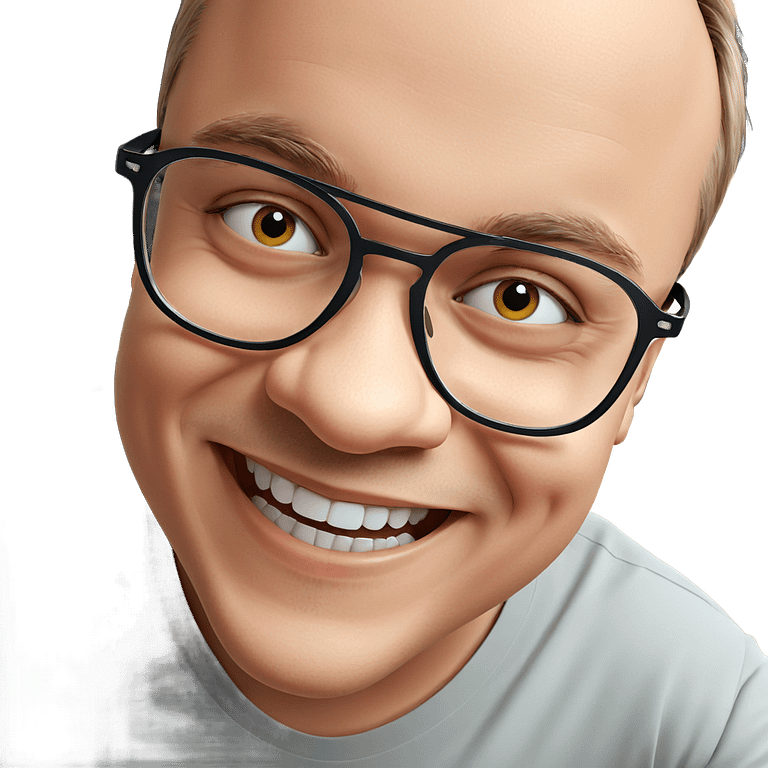 smiling boy with glasses portrait emoji