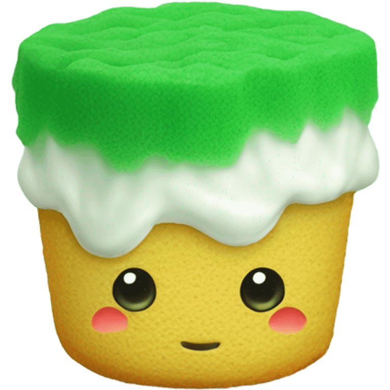 Yogurt covered green sponge emoji