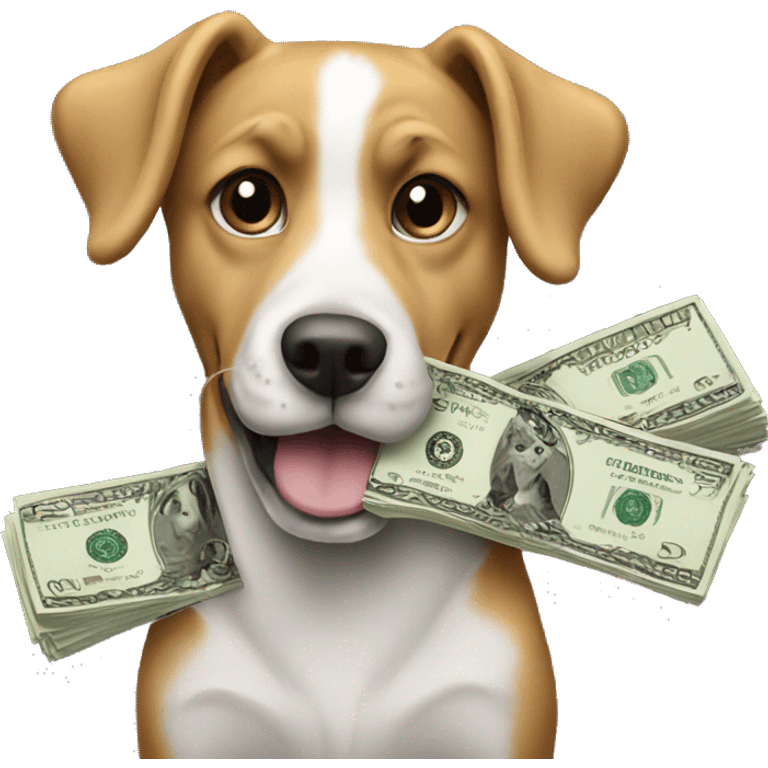 dog with money black backround emoji