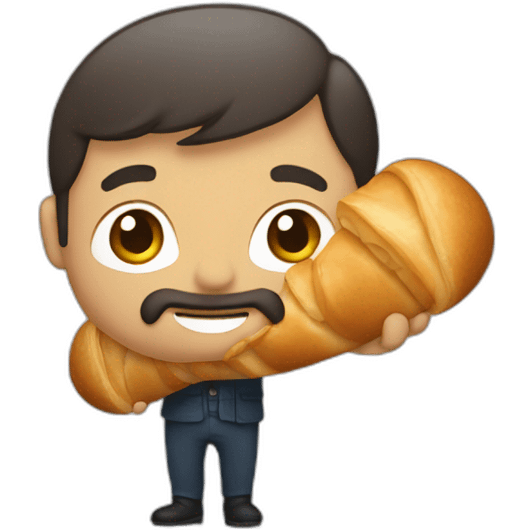 man holding a croissan emoji