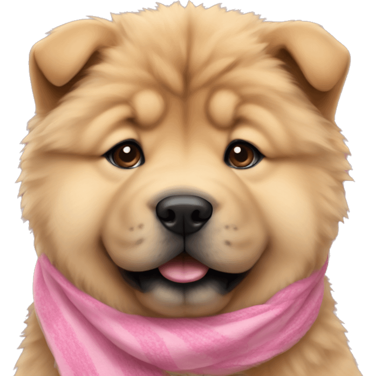 Chow chow puppy with pink scarf emoji