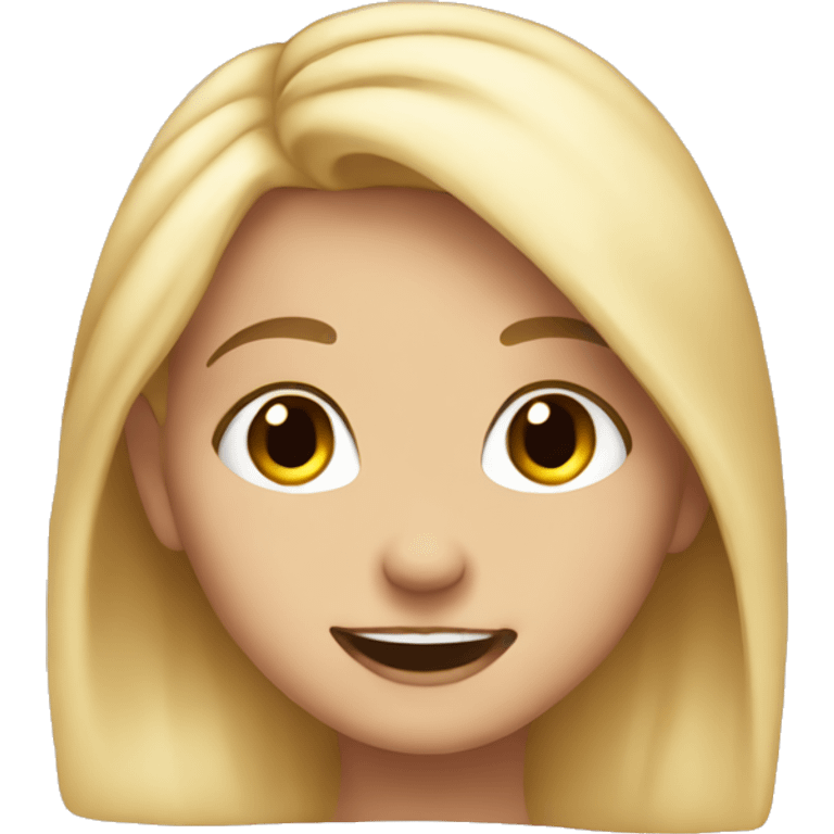 Cute blonde Girl blushing and happy emoji