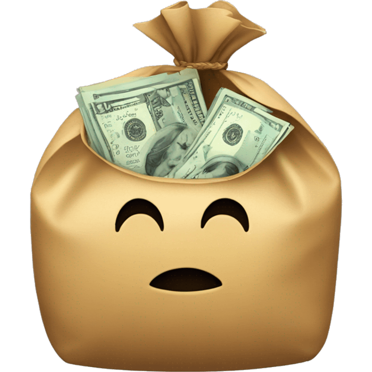 money bag cutted in half with real side and holographic side emoji