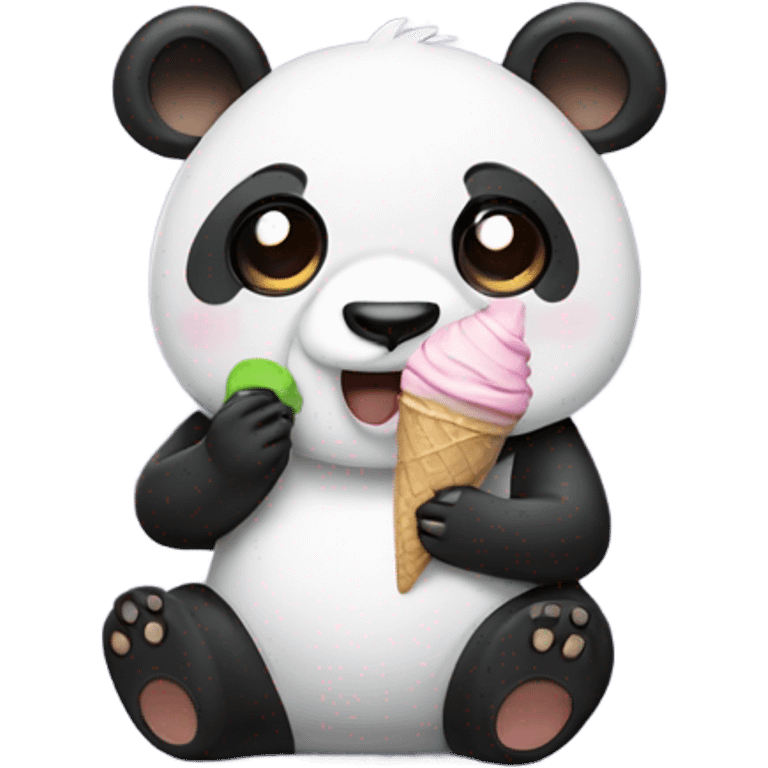 Panda eating ice cream emoji