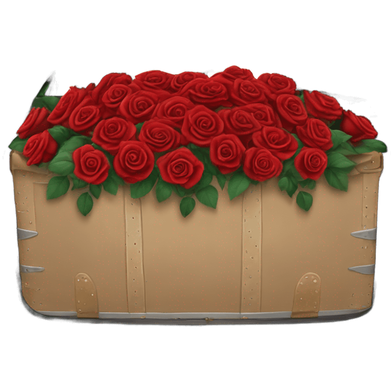 black open car trunk with red roses left in it emoji