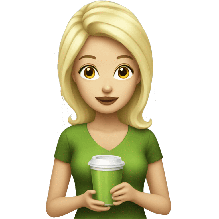 Blonde Women with a Matcha Cup emoji