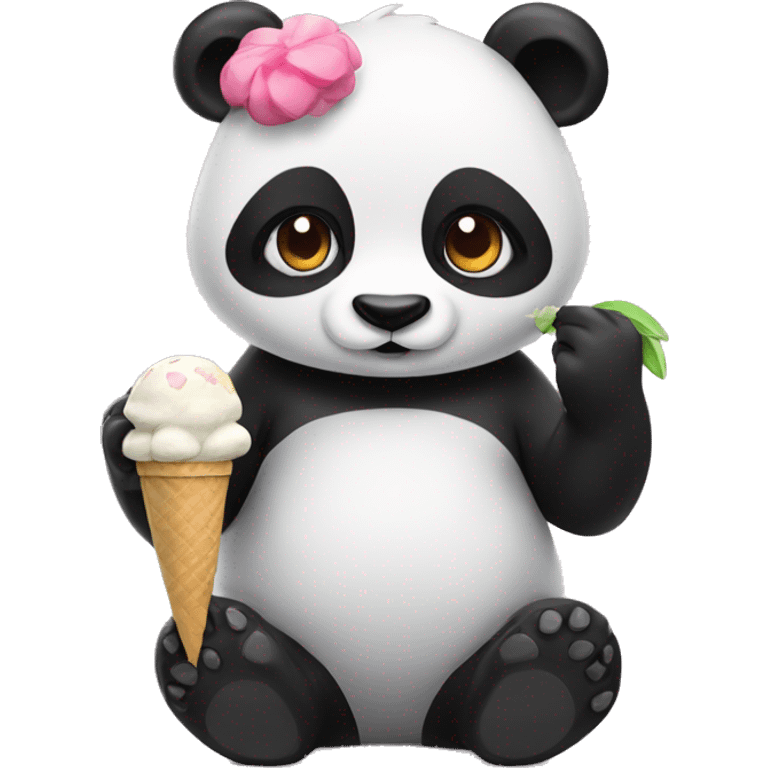 Panda eating ice cream emoji