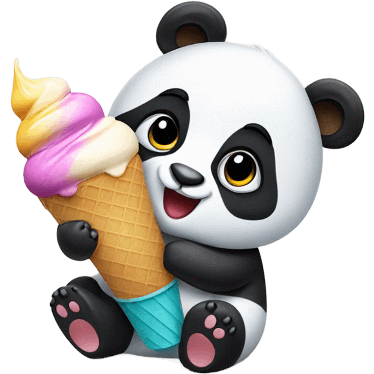 Panda eating ice cream emoji