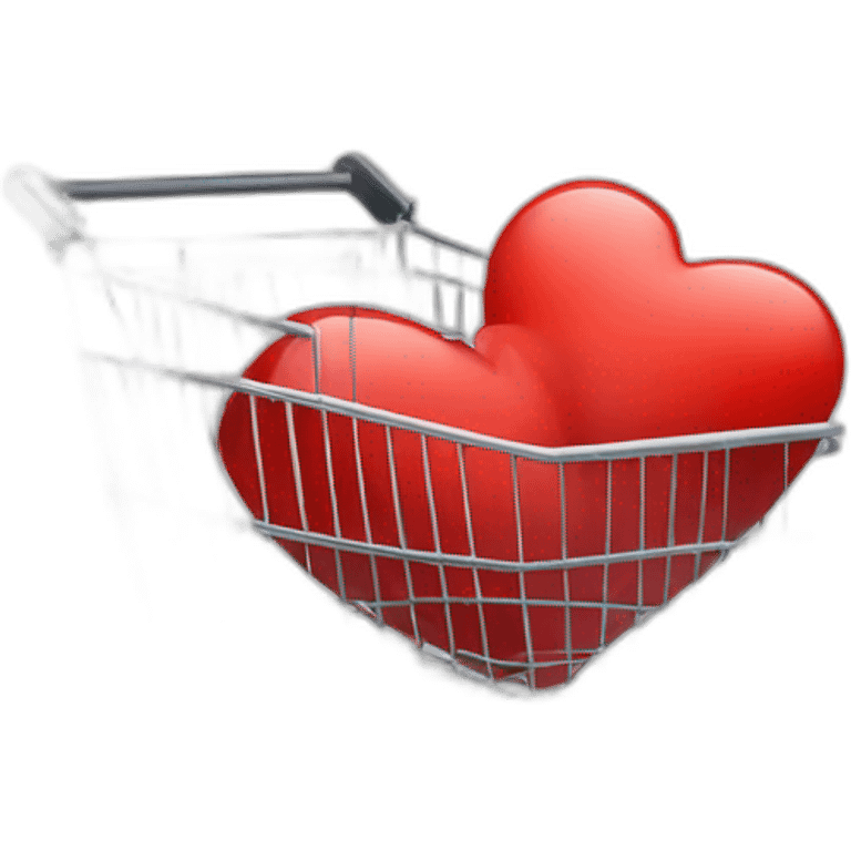 shopping thin cart with one big red heart inside emoji