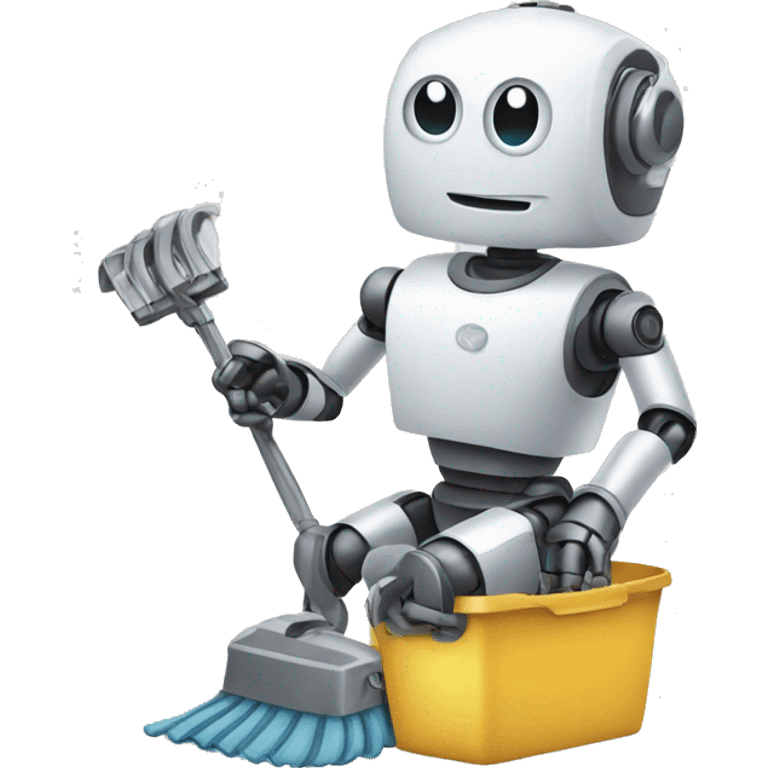 A robot doing chores emoji