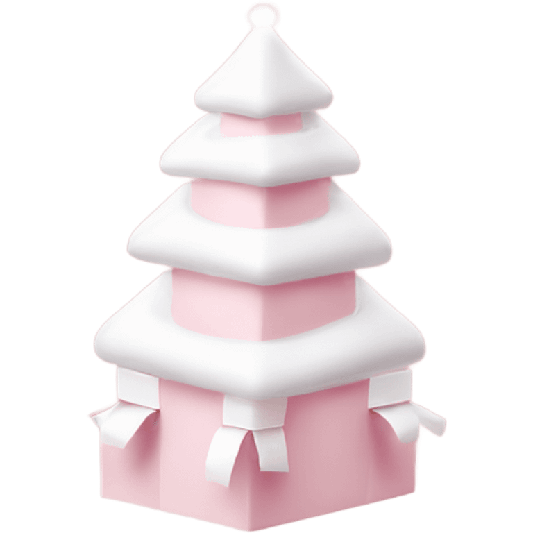 Light pink Christmas gifts under a white Christmas tree  emoji