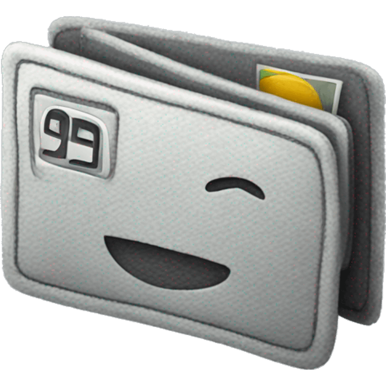 A grey plushie that looks like a vertical bank card emoji