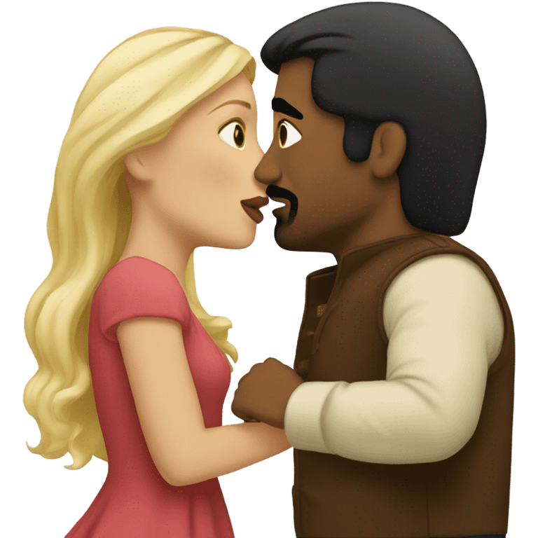 Blonde kissing mexican dark-haired man emoji