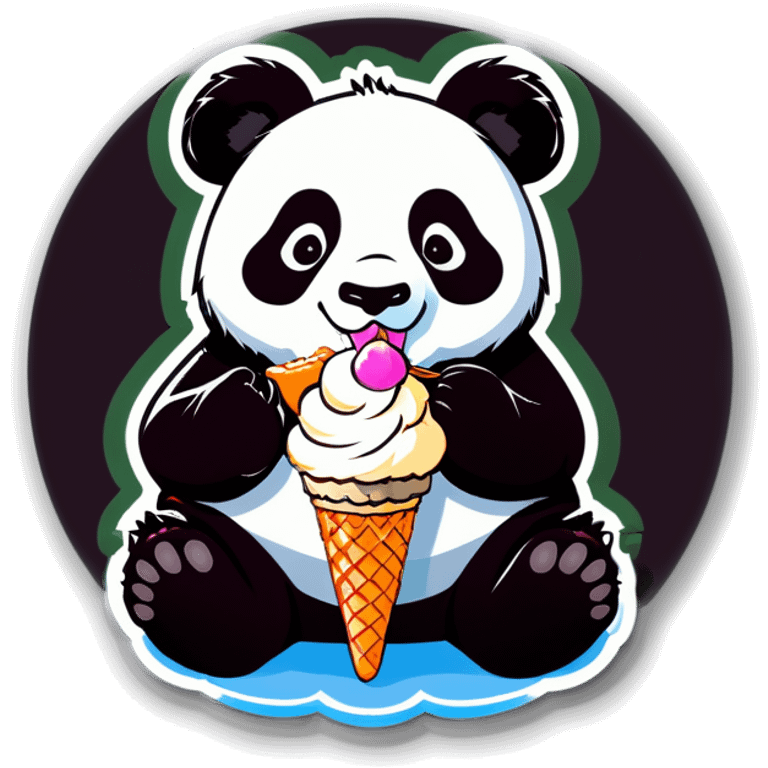 Panda eating ice cream emoji