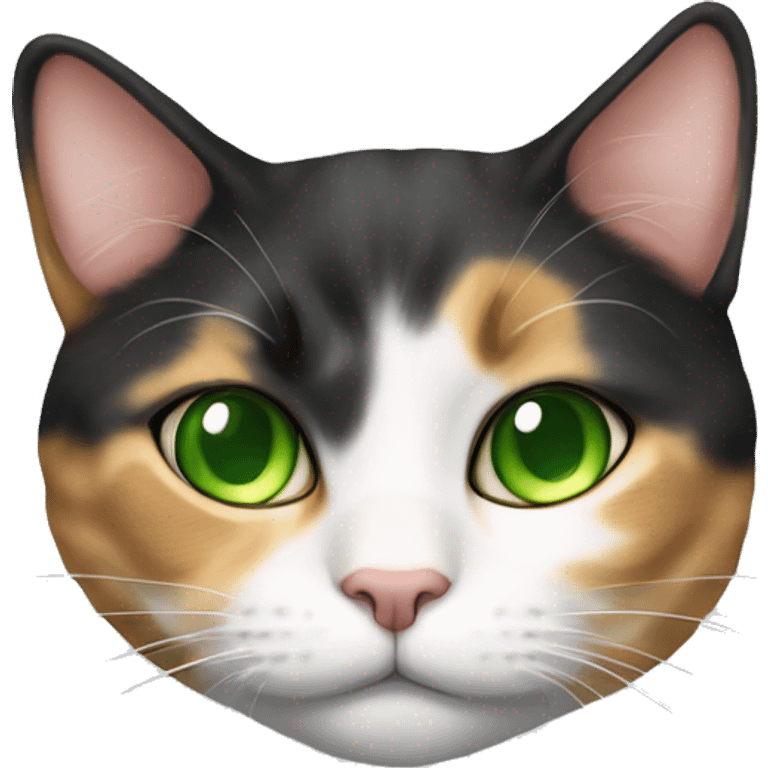 Realistic sleeping cat calico with green eyes emoji