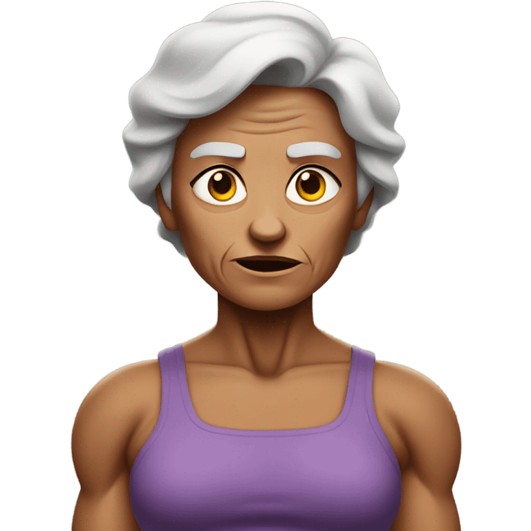 muscular grandma unhappy  emoji