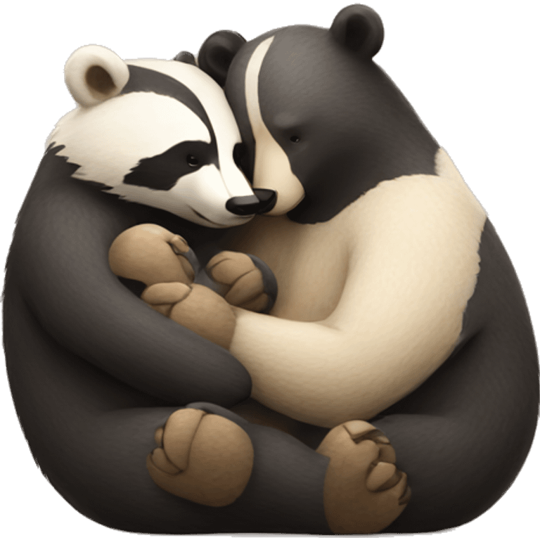 Bear and badger cuddling emoji