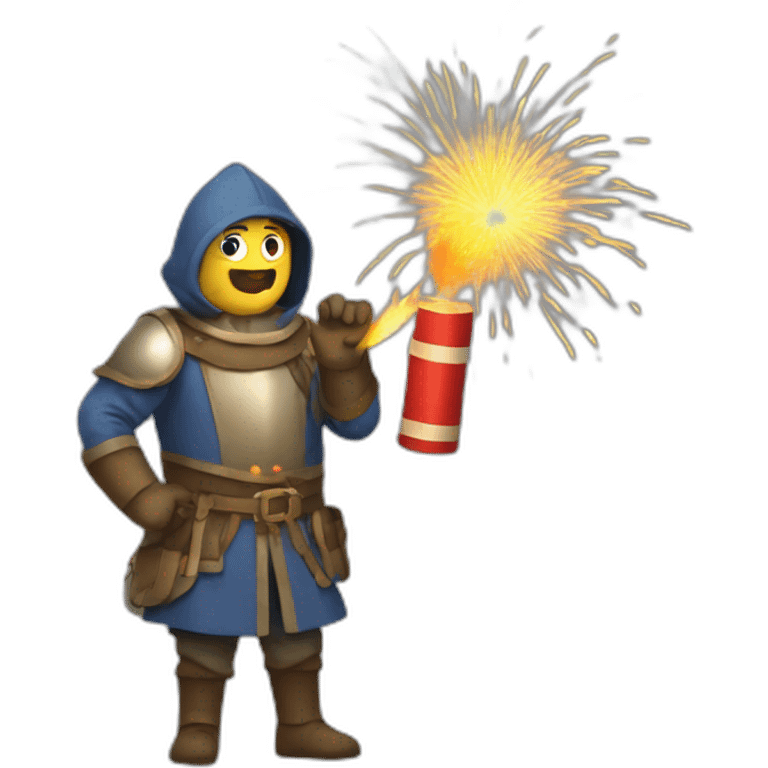 medieval Pyrotechnician seeing some fireworks go off in front of him emoji