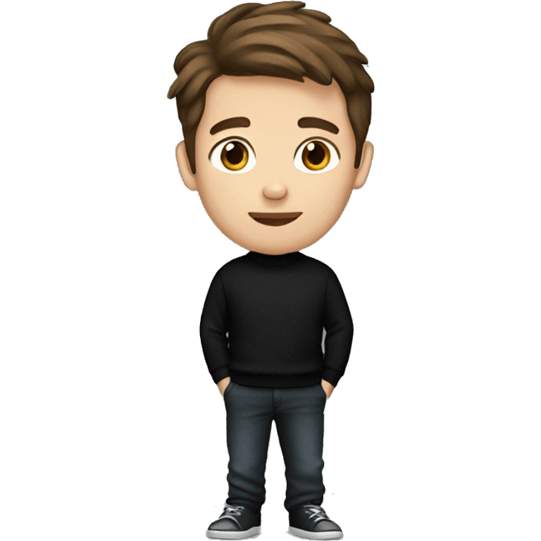 Brown hair boy in black sweater emoji