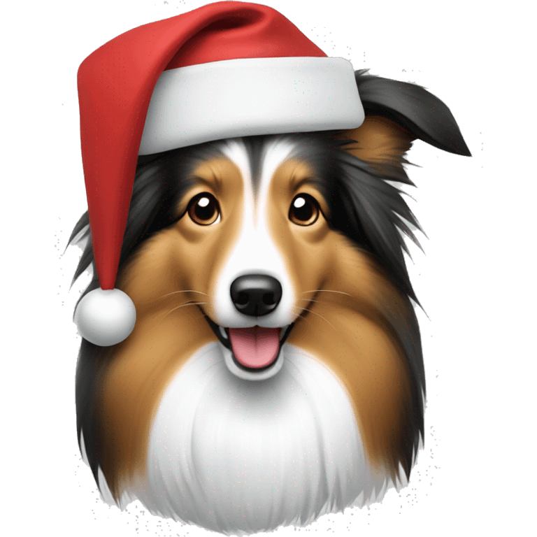 Sheltie wearing Santa hat emoji