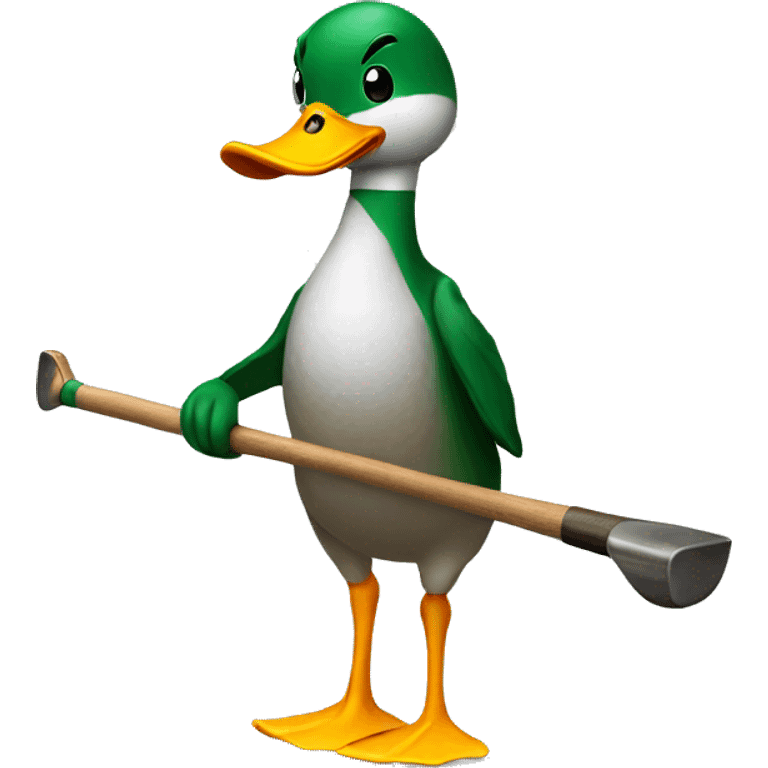 Duck holding putter emoji