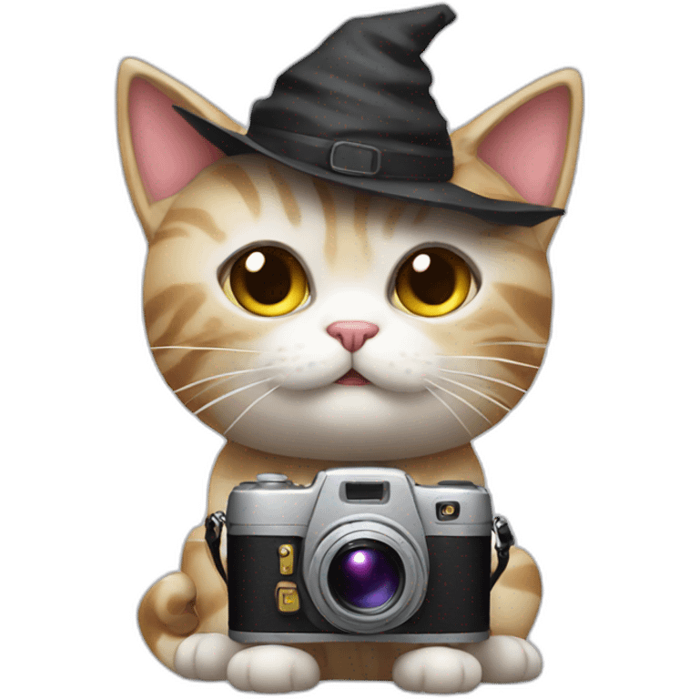 halloween cute cat with camera emoji