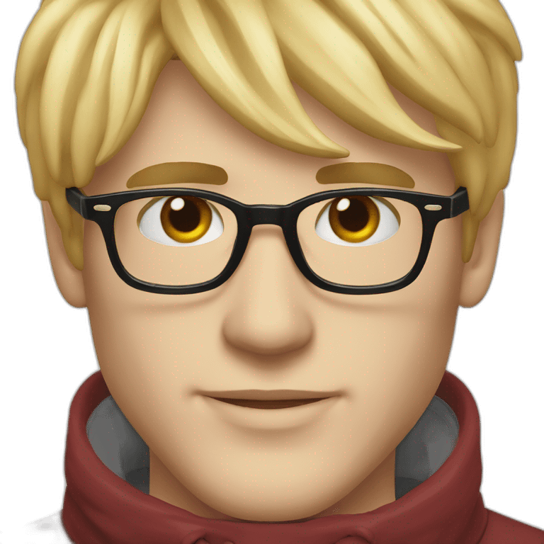 blond man confident persol glasses dark red pullover emoji