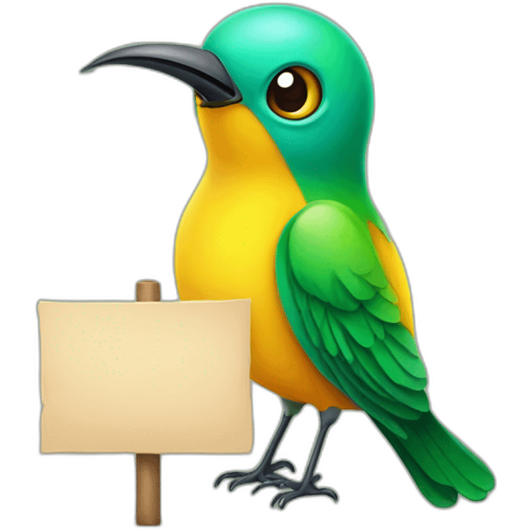 Cute sunbird Holding a Sign emoji