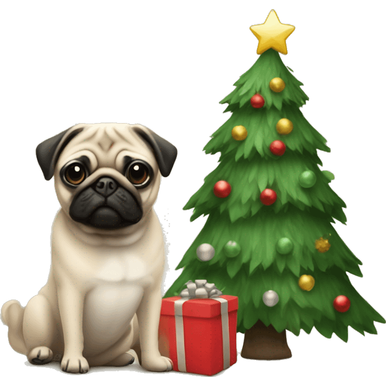 Christmas tree and pug emoji