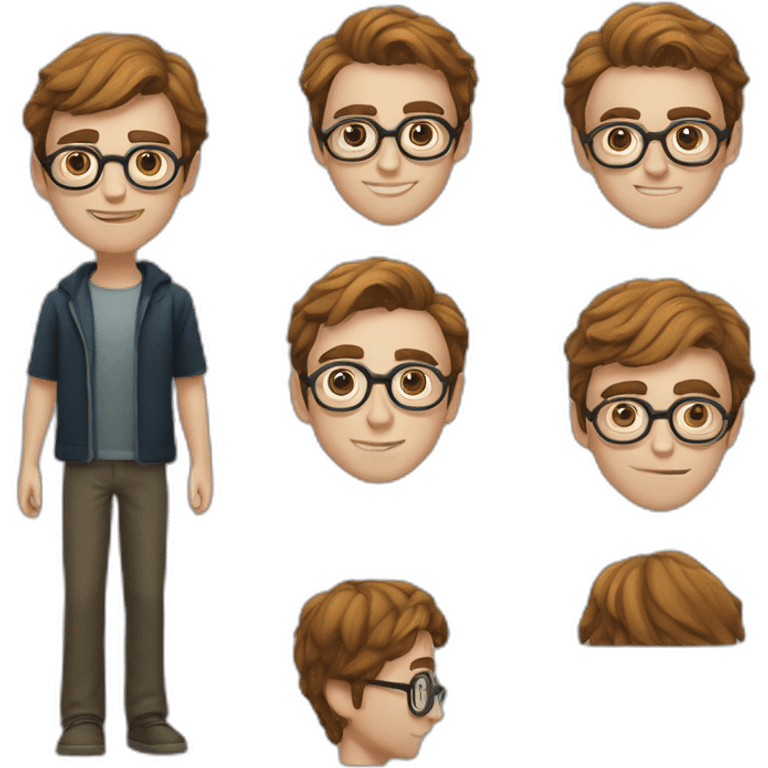 young nice looking harry potter glass guy and a coder emoji