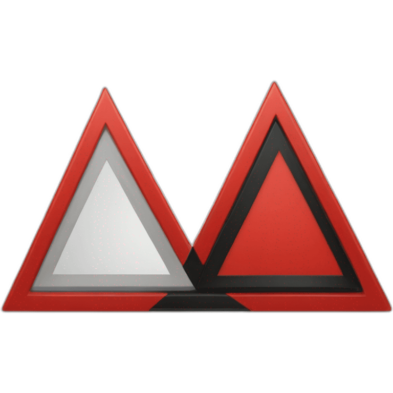 A triangle cut in half. The left half is colored in red and the right part is colored in black emoji