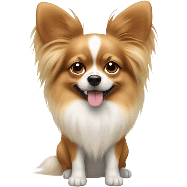 papillon dog with light hair and pomeranian ears emoji