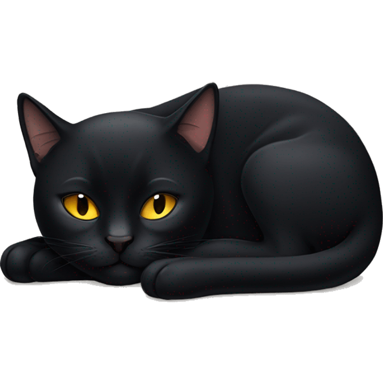 Black cat sleeping emoji