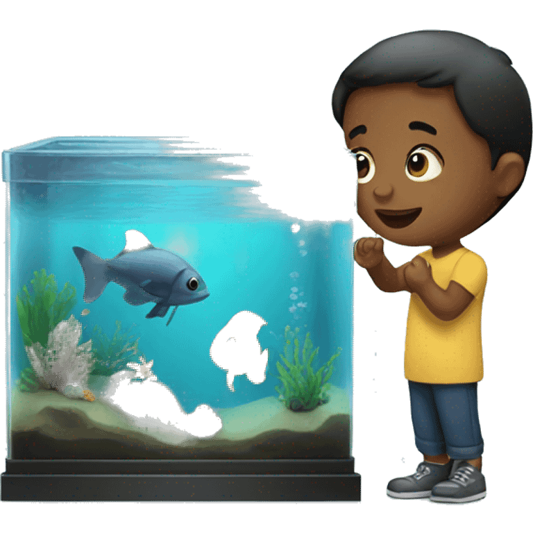 A child with an aquarium.  emoji