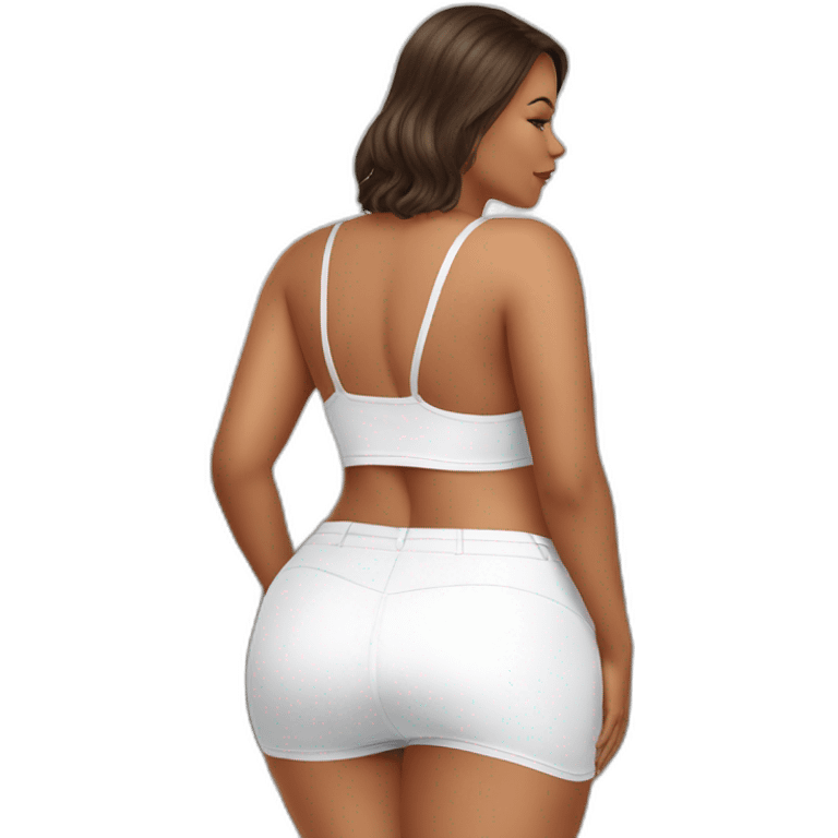 full-body-curvy-beauty-white-knickers-skirt rear view emoji