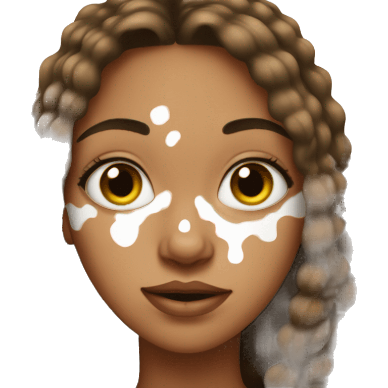 girl with a lot of vitiligo covering most of her face emoji